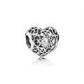 Pandora April Signature Heart Charm-Rock Crystal 791784RC Jewelry