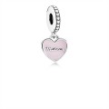 Pandora Mother & Daughter Hearts Dangle Charm-Soft Pink Enamel & Clear Jewelry