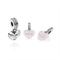 Pandora Mother & Daughter Hearts Dangle Charm-Soft Pink Enamel & Clear Jewelry