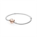Pandora Sterling Silver Bracelet w Rose Heart Clasp 580719 Jewelry