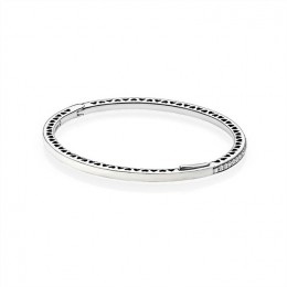 Radiant Hearts of Pandora Bangle Bracelet-Silver Enamel & Clear Jewelry