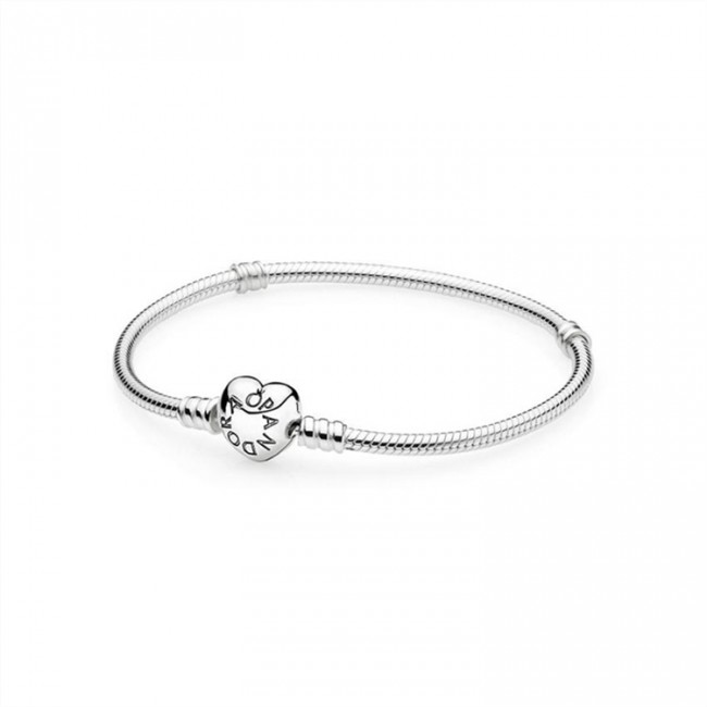 Pandora Silver Charm Bracelet with Heart Clasp 590719 Jewelry