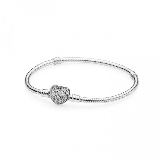 Pandora Pave Heart Bracelet-Clear Jewelry 590727CZ