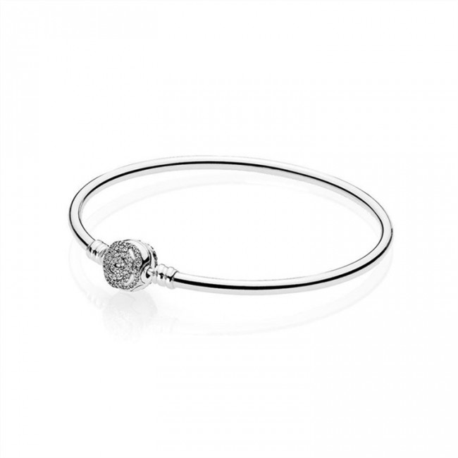Pandora Disney-Beauty & The Beast Bangle Bracelet-Clear Jewelry 590748CZ