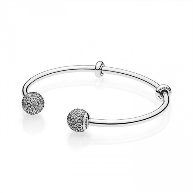 Pandora Open Bangle Bracelet-Clear Jewelry 596438CZ