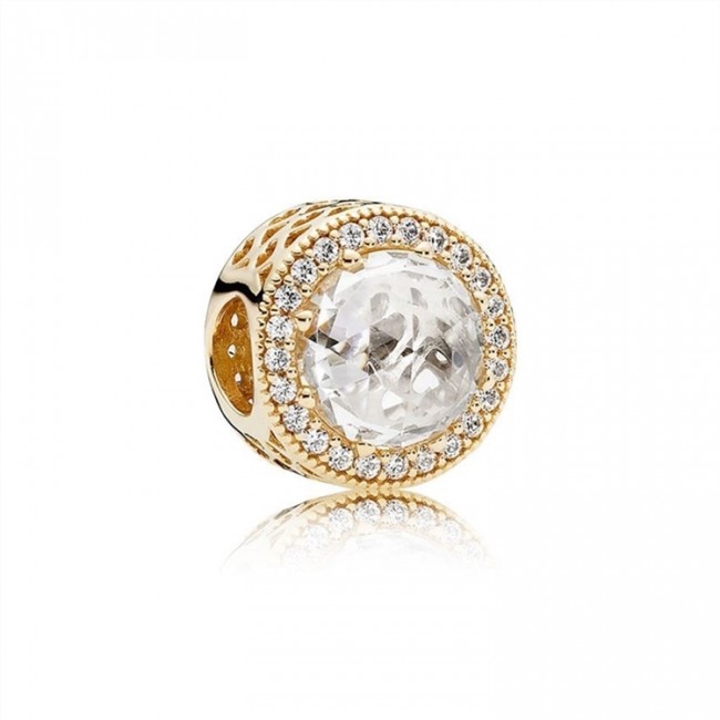 Pandora Radiant Hearts Charm-14K Gold & Clear Jewelry 750843CZ