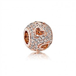 Pandora Tumbling Hearts Charm-PANDORA Rose & Clear Jewelry 781426CZ