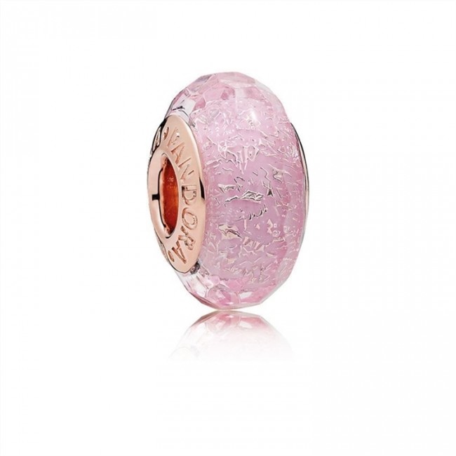 Pandora Pink Shimmering Murano Glass Charm-PANDORA Rose 781650