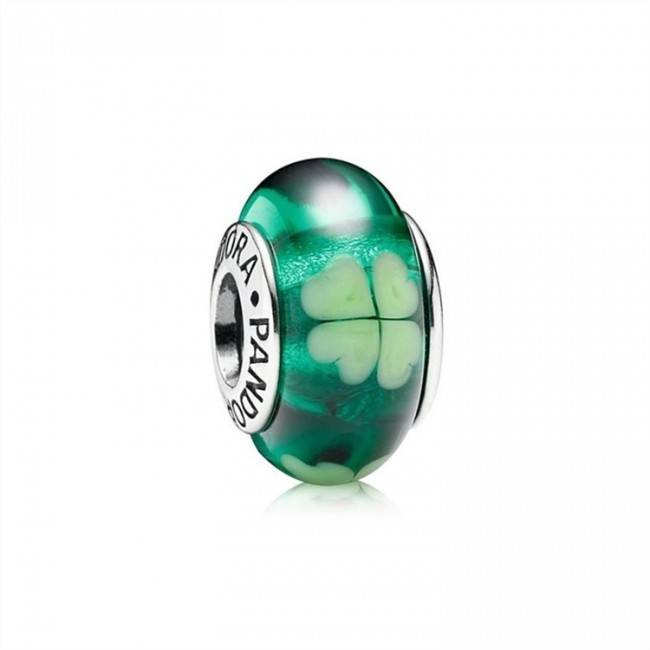Pandora Kiss Me Im Irish-Green Clover Murano Glass 790927 Jewelry