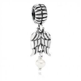 Pandora Angel Wings Silver & Pearl Hanging Charm-790975P Jewelry