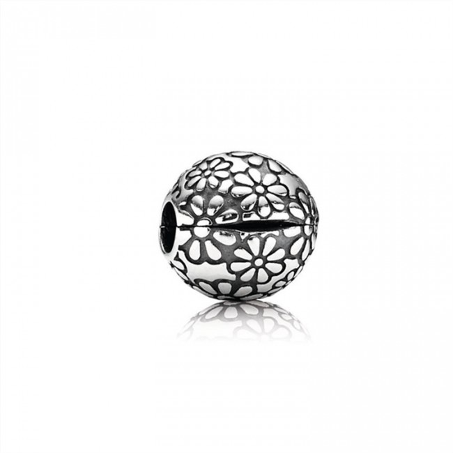 Pandora Daisy Silver Clip Charm-PANDORA 791013 Jewelry
