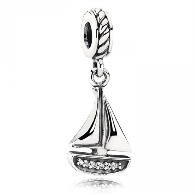 Pandora Sterling Silver Sail Away Clear Jewelry Charm 791138CZ