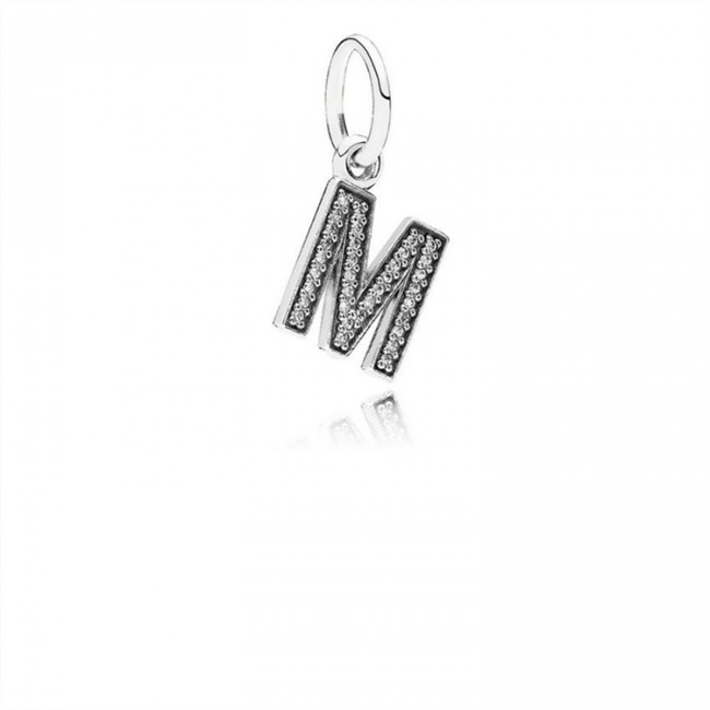 Pandora Letter M Dangle Charm-Clear Jewelry 791325CZ