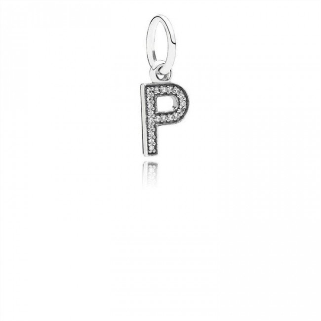 Pandora Letter P Dangle Charm-Clear Jewelry 791328CZ