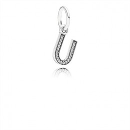 Pandora Letter U Dangle Charm-Clear Jewelry 791333CZ