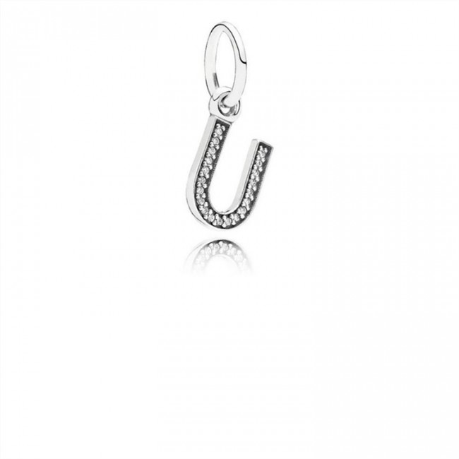 Pandora Letter U Dangle Charm-Clear Jewelry 791333CZ