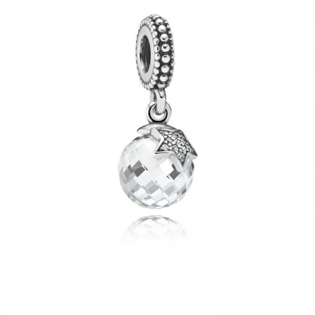 Pandora Light of the Moon Zirconia & Silver Hanging Charm-791392CZ Jewelry