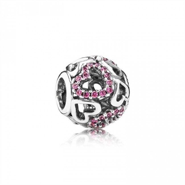 Pandora Fancy Pink Falling in Love Openwork Charm 791424CZS Jewelry