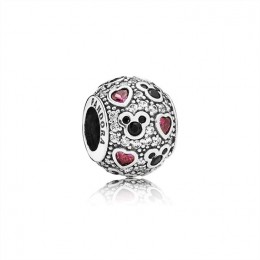 Pandora Disney-Sparkling Mickey & Hearts Charm-Clear Jewelry 791457CZ