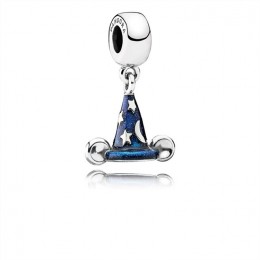 Pandora Disney Mickey sorcerer hat silver dangle with blue enamel 791466EN64