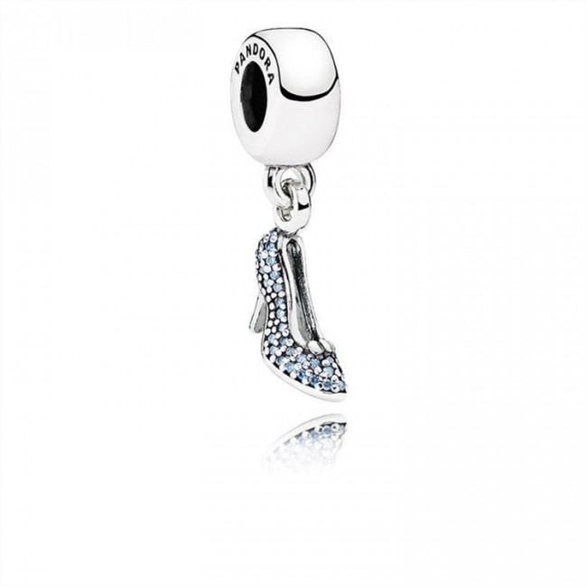 Pandora Disney-Cinderella Sparkling Slipper Dangle Charm-Fancy Light Blue Jewelry