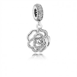 Pandora Shimmering Rose Dangle Charm-Clear Jewelry 791526cz
