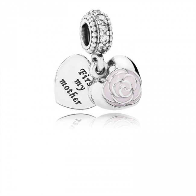Pandora Mothers Rose-Pink Enamel & CLear Jewelry 791528EN40