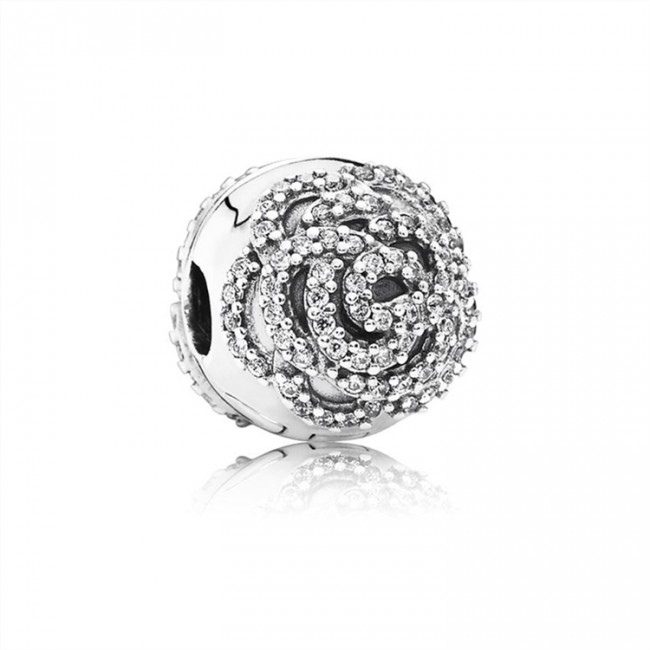 Pandora Shimmering Rose Clip-Clear Jewelry 791529CZ