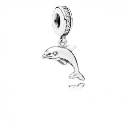 Pandora Playful Dolphin Dangle Charm-Clear Jewelry 791541CZ