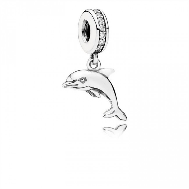 Pandora Playful Dolphin Dangle Charm-Clear Jewelry 791541CZ