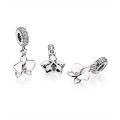 Pandora Orchid Dangle Charm-White Enamel-Clear & Orchid Jewelry 791554EN12
