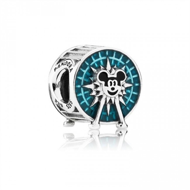 Pandora Disney Mickey Fun Wheel silver charm with blue and black enamel