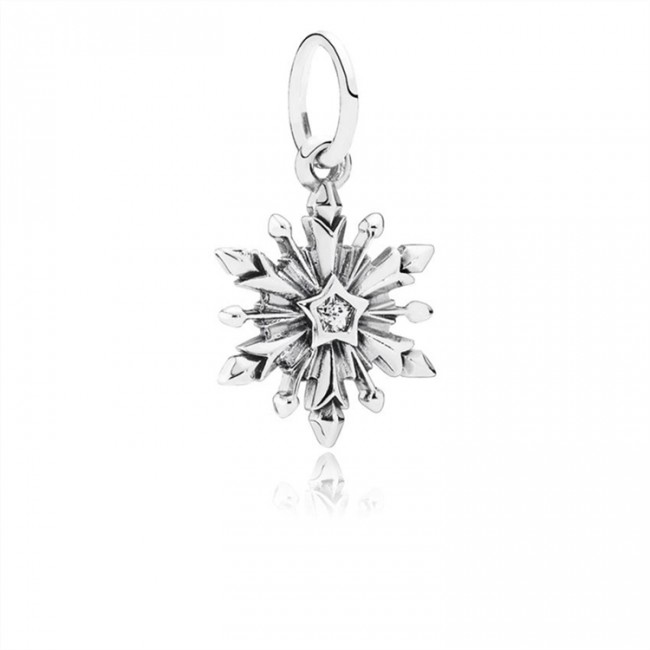 Pandora Disney-Frozen Snowflake Dangle Charm-Clear Jewelry 791564CZ