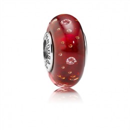 Pandora Red Effervescence Charm-Murano Glass & Clear Jewelry 791631CZ