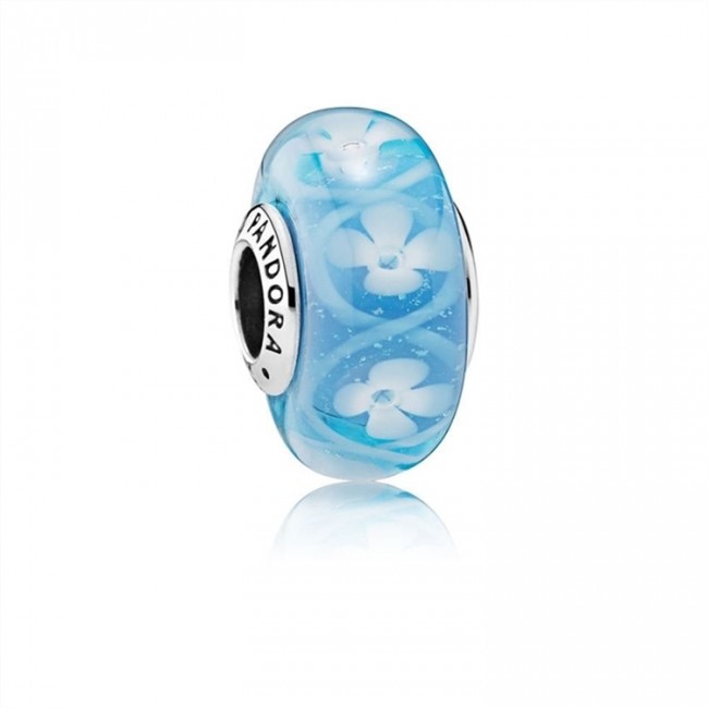 Pandora Blue Bloom Murano Glass Charm 791666 Jewelry