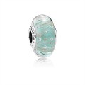 Pandora Mint Glitter Charm-Murano Glass 791669 Jewelry