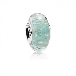 Pandora Mint Glitter Charm-Murano Glass 791669 Jewelry