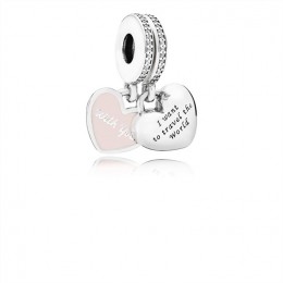 Pandora Travel Together Forever Dangle Charm-Pink Enamel & Clear Jewelry 791717CZ