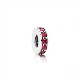Pandora Abstract silver spacer with synthetic ruby 791724SRU Jewelry