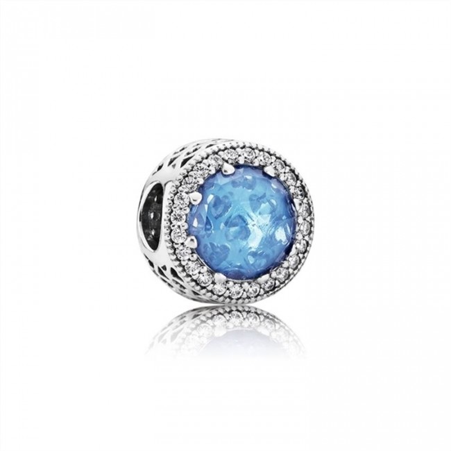 Pandora Radiant Hearts Charm-Sky-Blue Crystal & Clear Jewelry 791725NBS