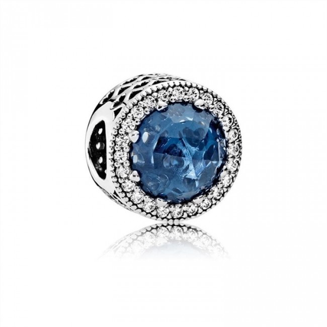 Pandora Radiant Hearts Charm-Moonlight Blue Crystal & Clear Jewelry 791725NMB