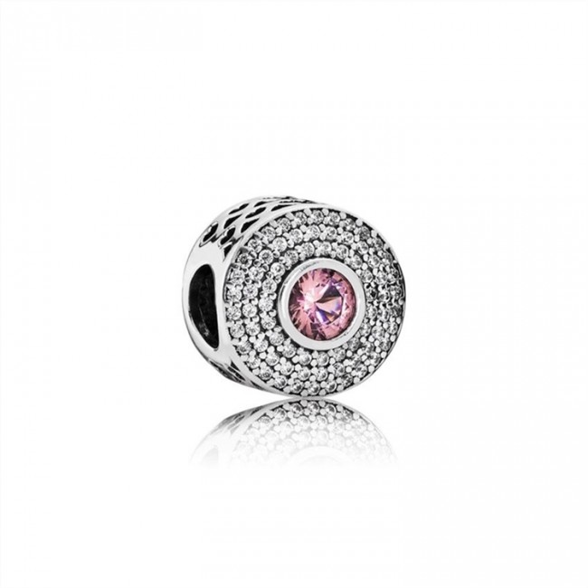 Pandora Abstract Silver Charm With Blush Pink Crystal And Clear Cubic Zirconia Jewelry