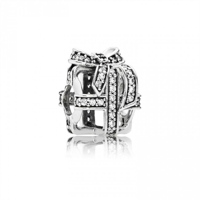 Pandora Openwork gift silver charm with clear cubic zirconia 791766CZ Jewelry