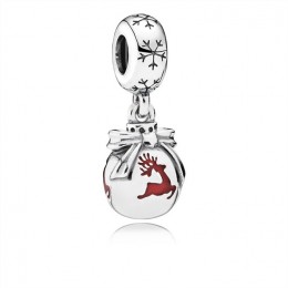 Pandora Christmas Ornament Silver Dangle With Translucent Classic Red Enamel