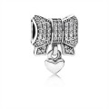 Pandora Bow silver charm with clear cubic zirconia and heart 791776CZ Jewelry