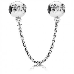 Pandora Bow silver safety chain with clear cubic zirconia 791780CZ Jewelry
