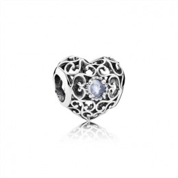 Pandora March Signature Heart Charm-Aqua Blue Crystal 791784NAB Jewelry