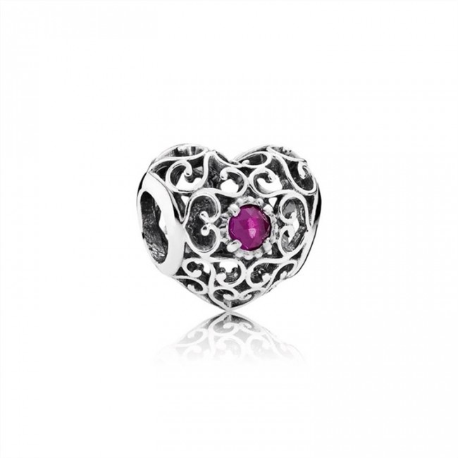 Pandora July Signature Heart Charm-Synthetic Ruby 791784SRU Jewelry