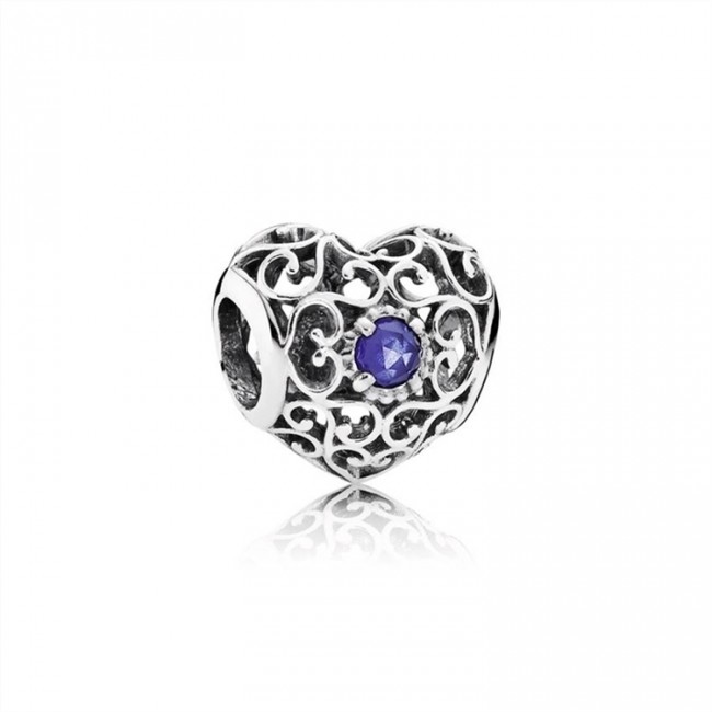 Pandora September Signature Heart Charm-Synthetic Sapphire 791784SSA Jewelry