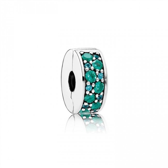 Pandora Mosaic Shining Elegance Clip-Multi-Colored Crystals & Teal Jewelry